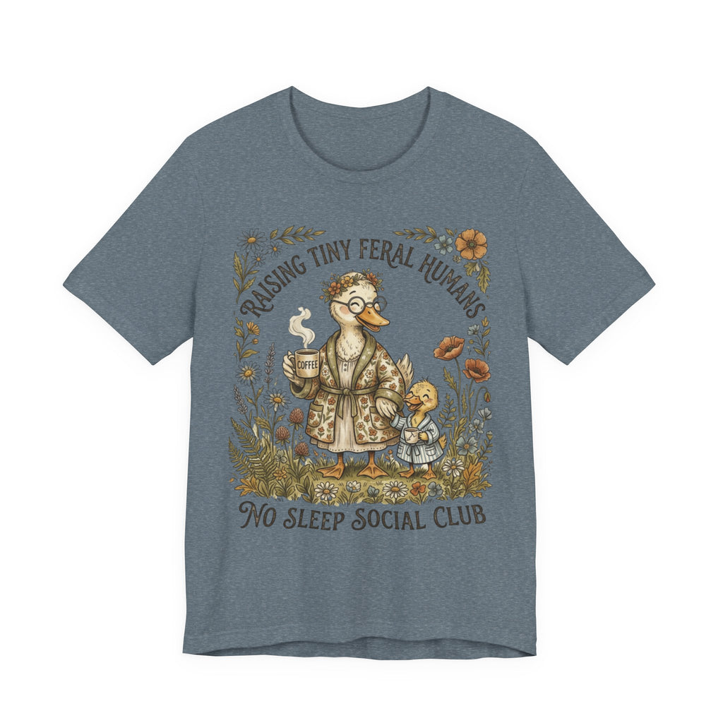 Funny Mom Shirt, Raising Tiny Feral Humans, Motherhood Tee, Gift for Mom, Duck Graphic Shirt, Coffee Mama Tee, Mothers Day Gift