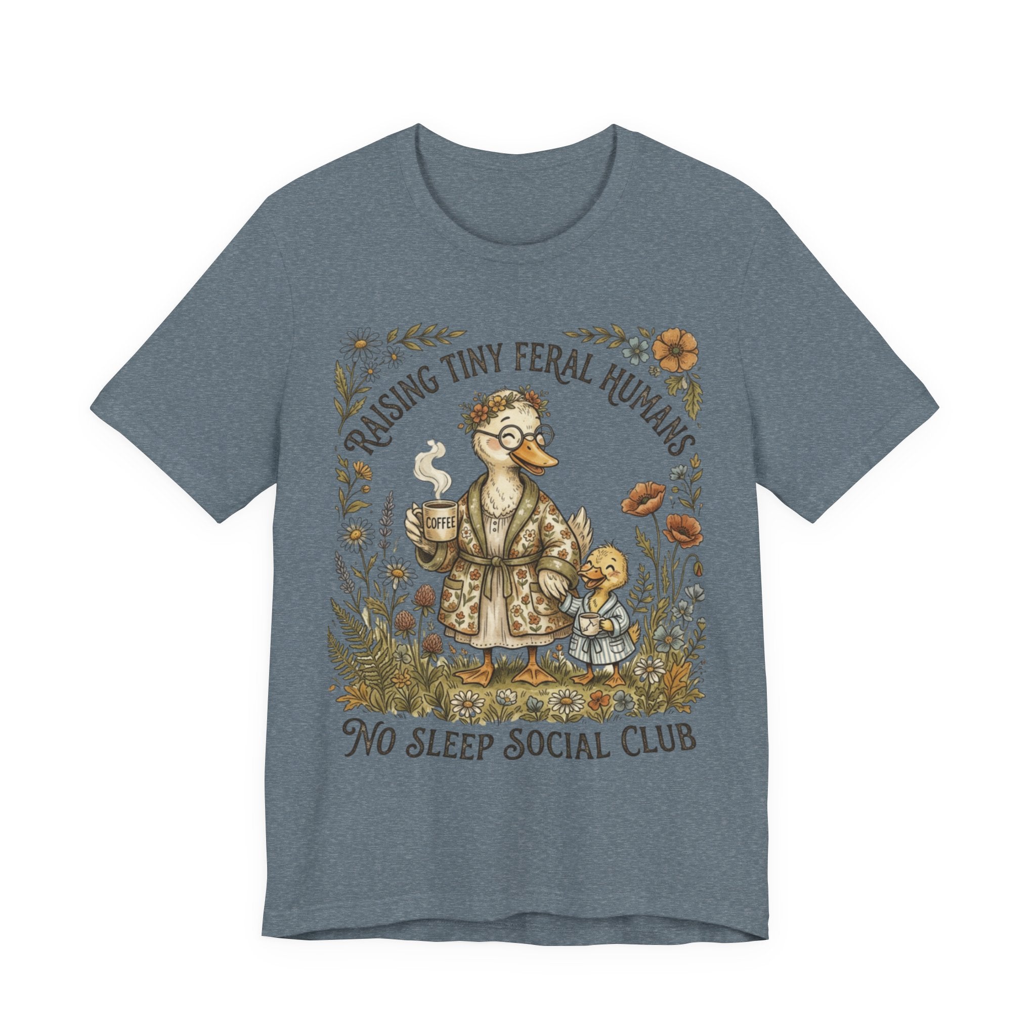 Funny Mom Shirt, Raising Tiny Feral Humans, Motherhood Tee, Gift for Mom, Duck Graphic Shirt, Coffee Mama Tee, Mothers Day Gift