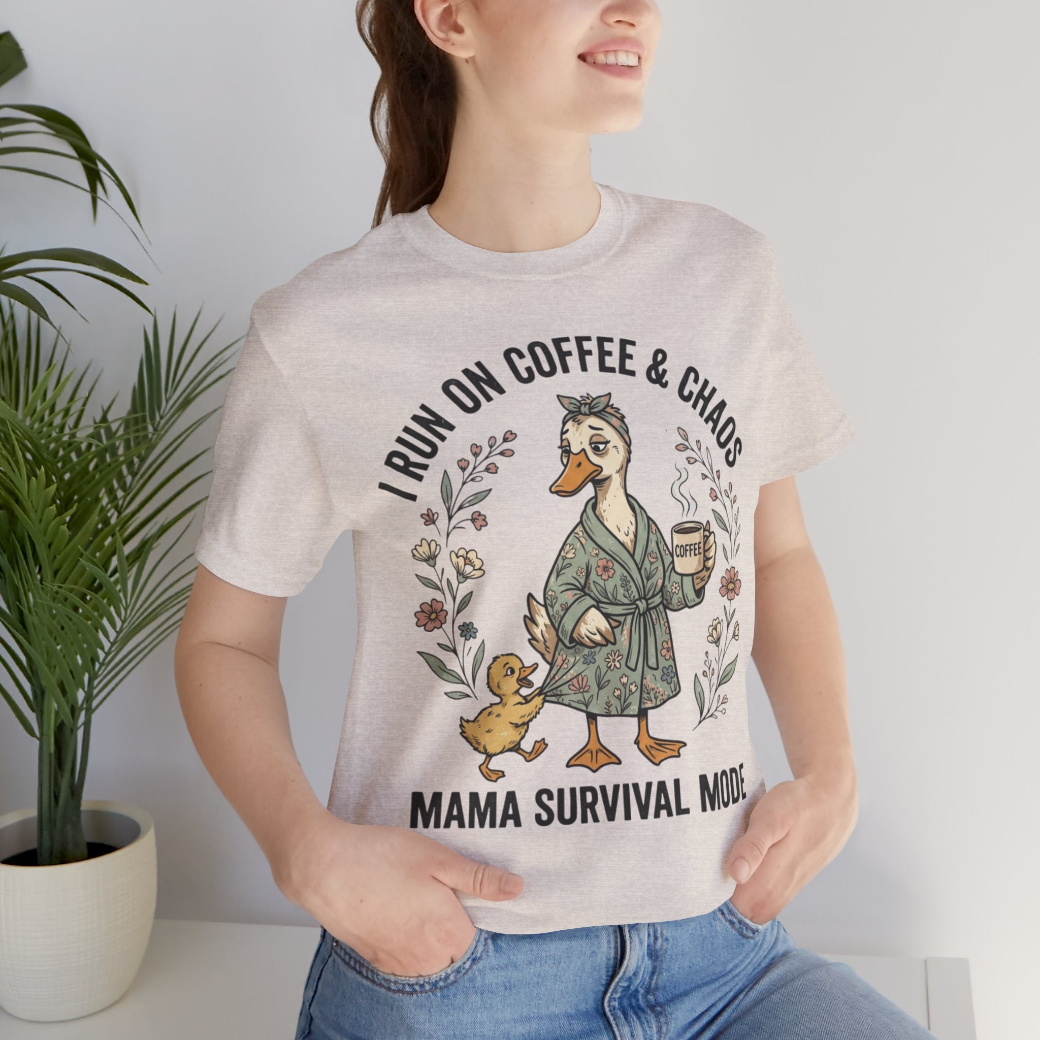 Coffee And Chaos Shirt, Funny Mom Shirt, Motherhood Tee, Gift For Mom, Tired Mama Shirt, Duck Mom Graphic Tee