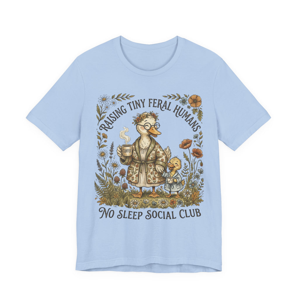 Funny Mom Shirt, Raising Tiny Feral Humans, Motherhood Tee, Gift for Mom, Duck Graphic Shirt, Coffee Mama Tee, Mothers Day Gift
