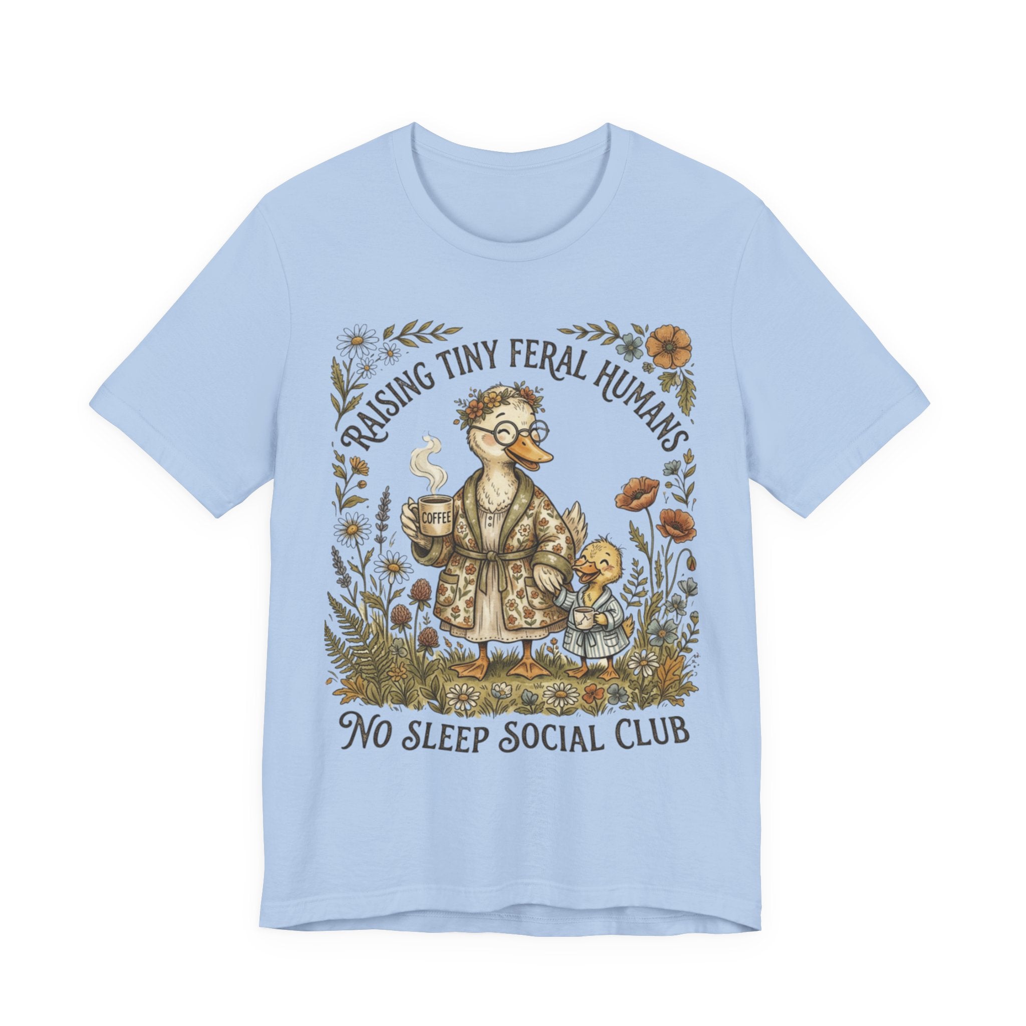 Funny Mom Shirt, Raising Tiny Feral Humans, Motherhood Tee, Gift for Mom, Duck Graphic Shirt, Coffee Mama Tee, Mothers Day Gift