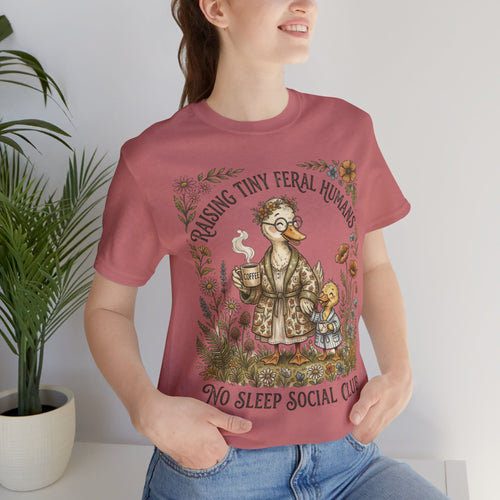 Funny Mom Shirt, Raising Tiny Feral Humans, Motherhood Tee, Gift for Mom, Duck Graphic Shirt, Coffee Mama Tee, Mothers Day Gift