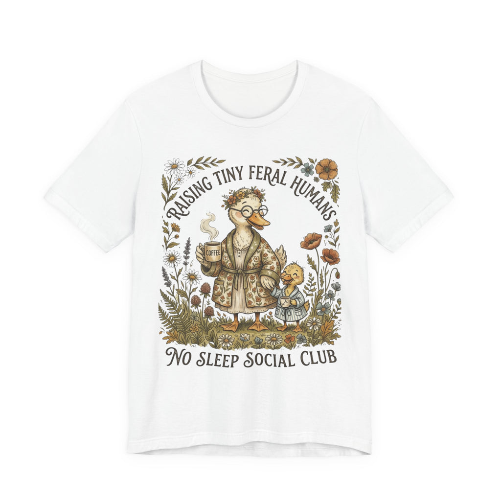 Funny Mom Shirt, Raising Tiny Feral Humans, Motherhood Tee, Gift for Mom, Duck Graphic Shirt, Coffee Mama Tee, Mothers Day Gift