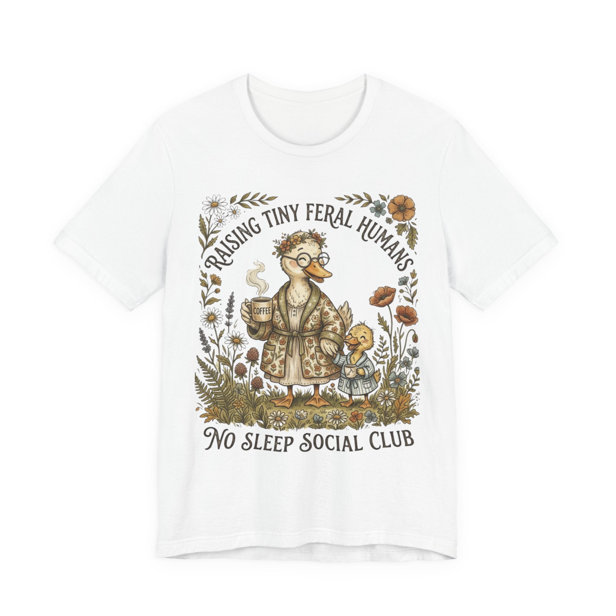 Funny Mom Shirt, Raising Tiny Feral Humans, Motherhood Tee, Gift for Mom, Duck Graphic Shirt, Coffee Mama Tee, Mothers Day Gift
