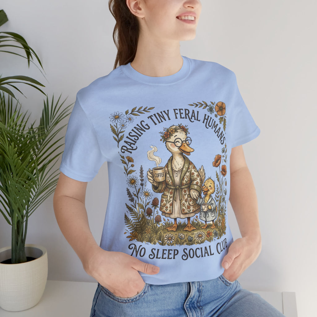 Funny Mom Shirt, Raising Tiny Feral Humans, Motherhood Tee, Gift for Mom, Duck Graphic Shirt, Coffee Mama Tee, Mothers Day Gift