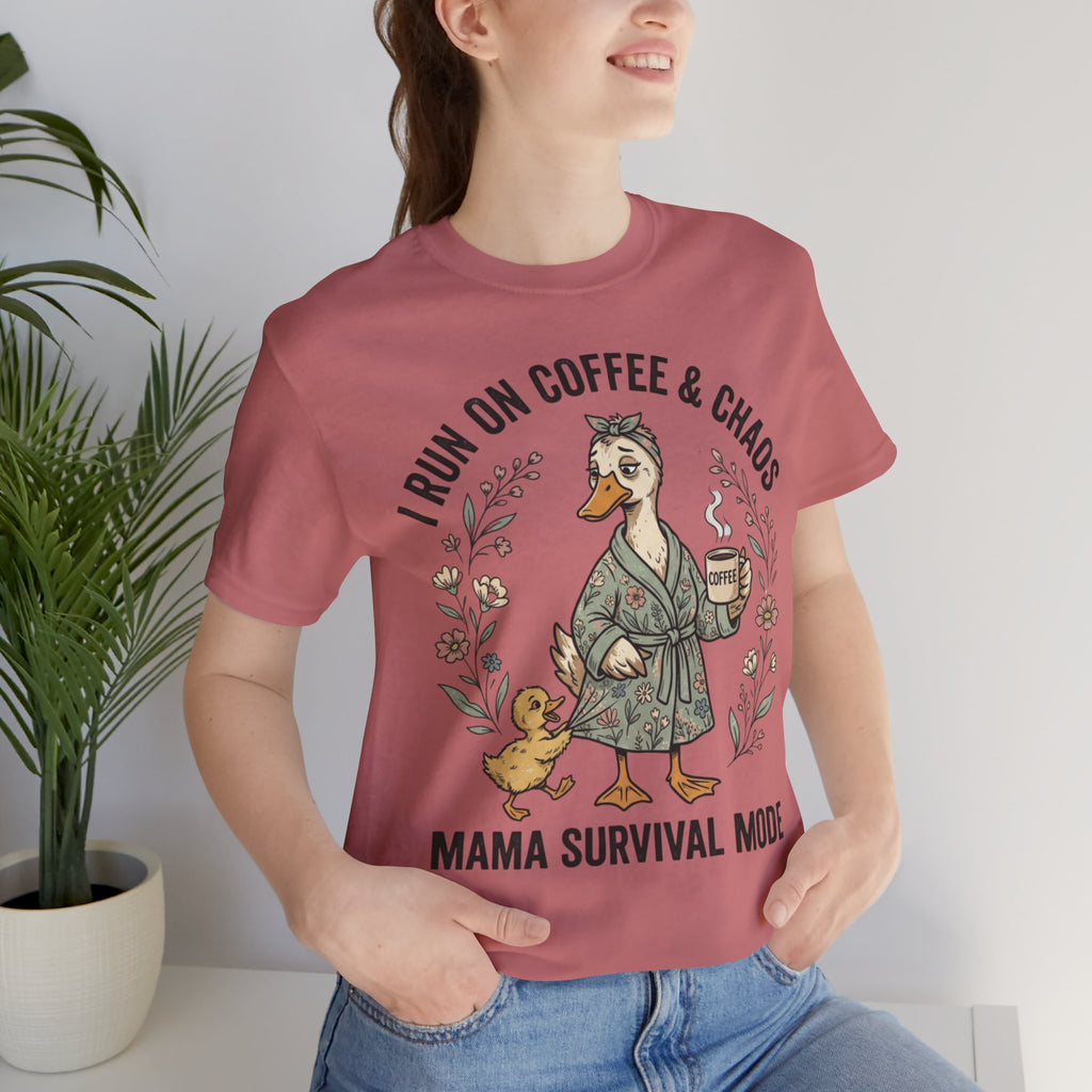 Coffee And Chaos Shirt, Funny Mom Shirt, Motherhood Tee, Gift For Mom, Tired Mama Shirt, Duck Mom Graphic Tee