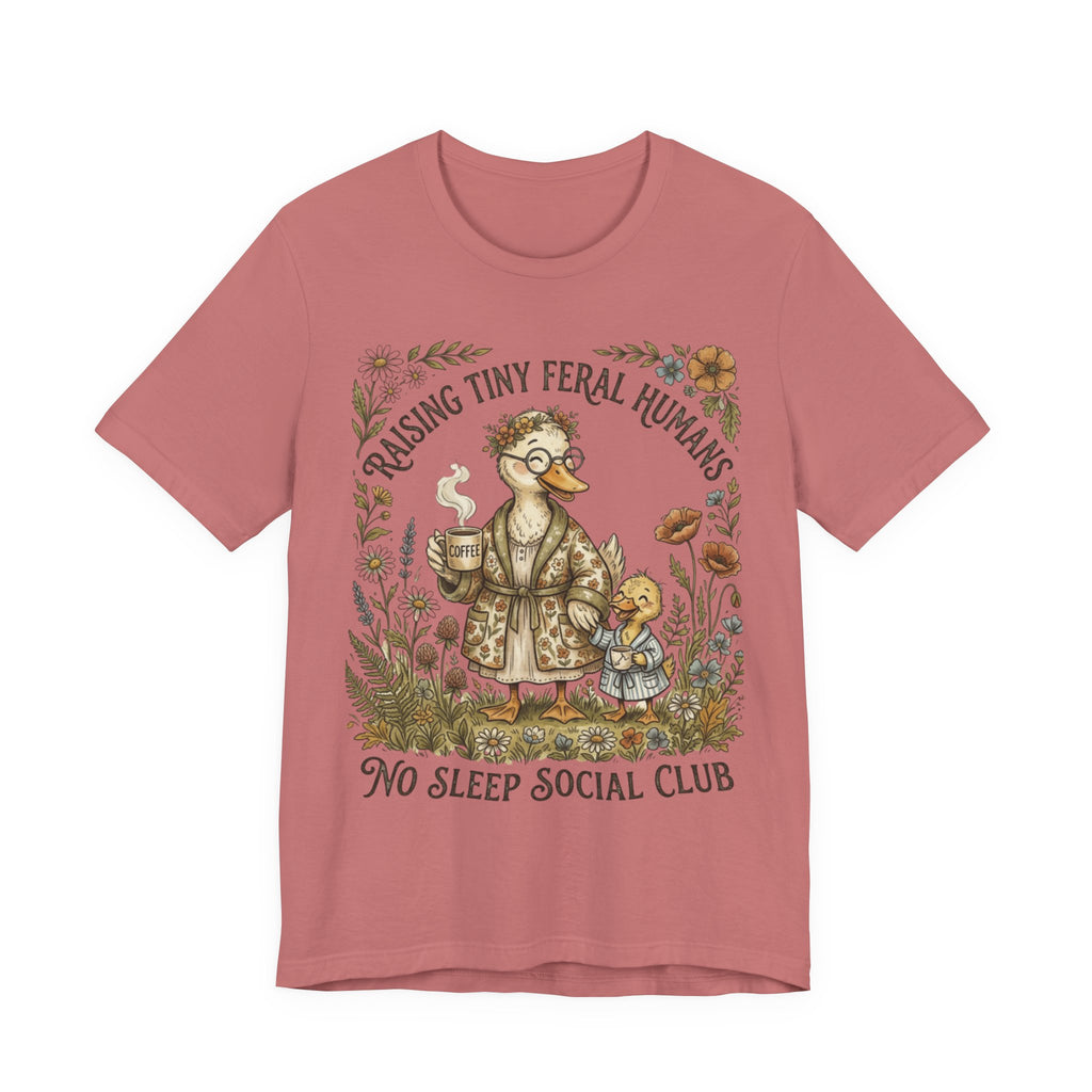 Funny Mom Shirt, Raising Tiny Feral Humans, Motherhood Tee, Gift for Mom, Duck Graphic Shirt, Coffee Mama Tee, Mothers Day Gift