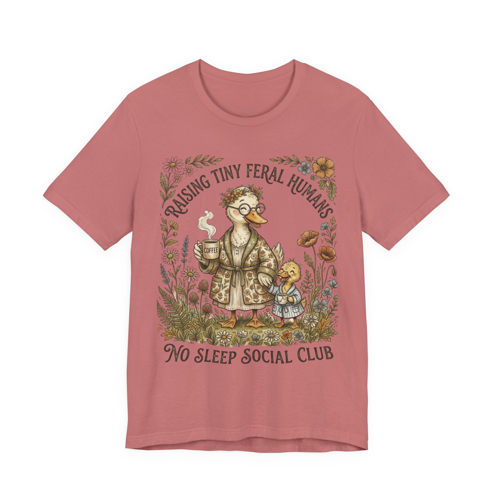 Funny Mom Shirt, Raising Tiny Feral Humans, Motherhood Tee, Gift for Mom, Duck Graphic Shirt, Coffee Mama Tee, Mothers Day Gift