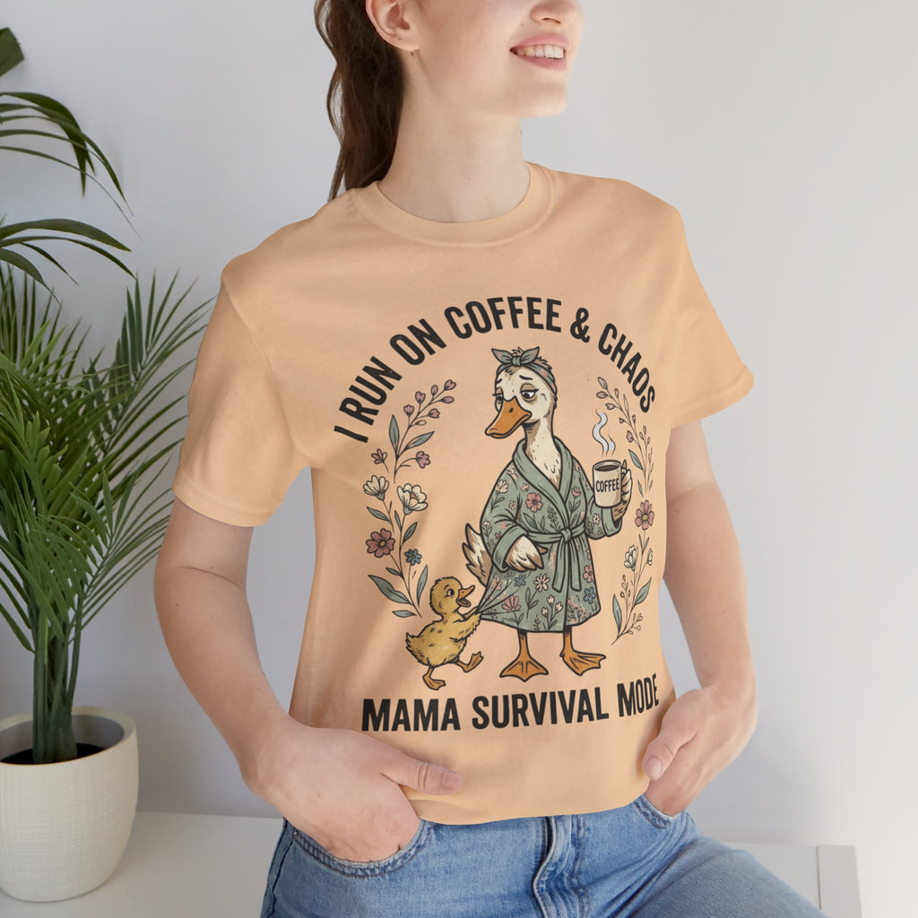 Coffee And Chaos Shirt, Funny Mom Shirt, Motherhood Tee, Gift For Mom, Tired Mama Shirt, Duck Mom Graphic Tee