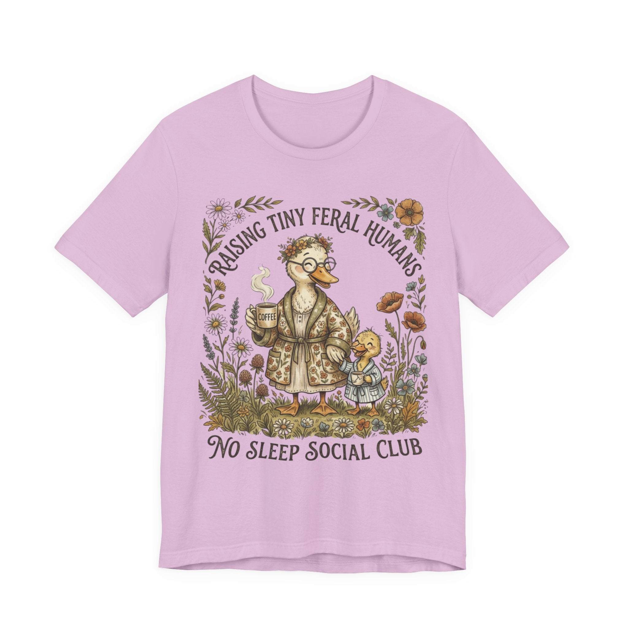 Funny Mom Shirt, Raising Tiny Feral Humans, Motherhood Tee, Gift for Mom, Duck Graphic Shirt, Coffee Mama Tee, Mothers Day Gift
