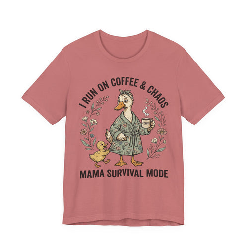 Coffee And Chaos Shirt, Funny Mom Shirt, Motherhood Tee, Gift For Mom, Tired Mama Shirt, Duck Mom Graphic Tee