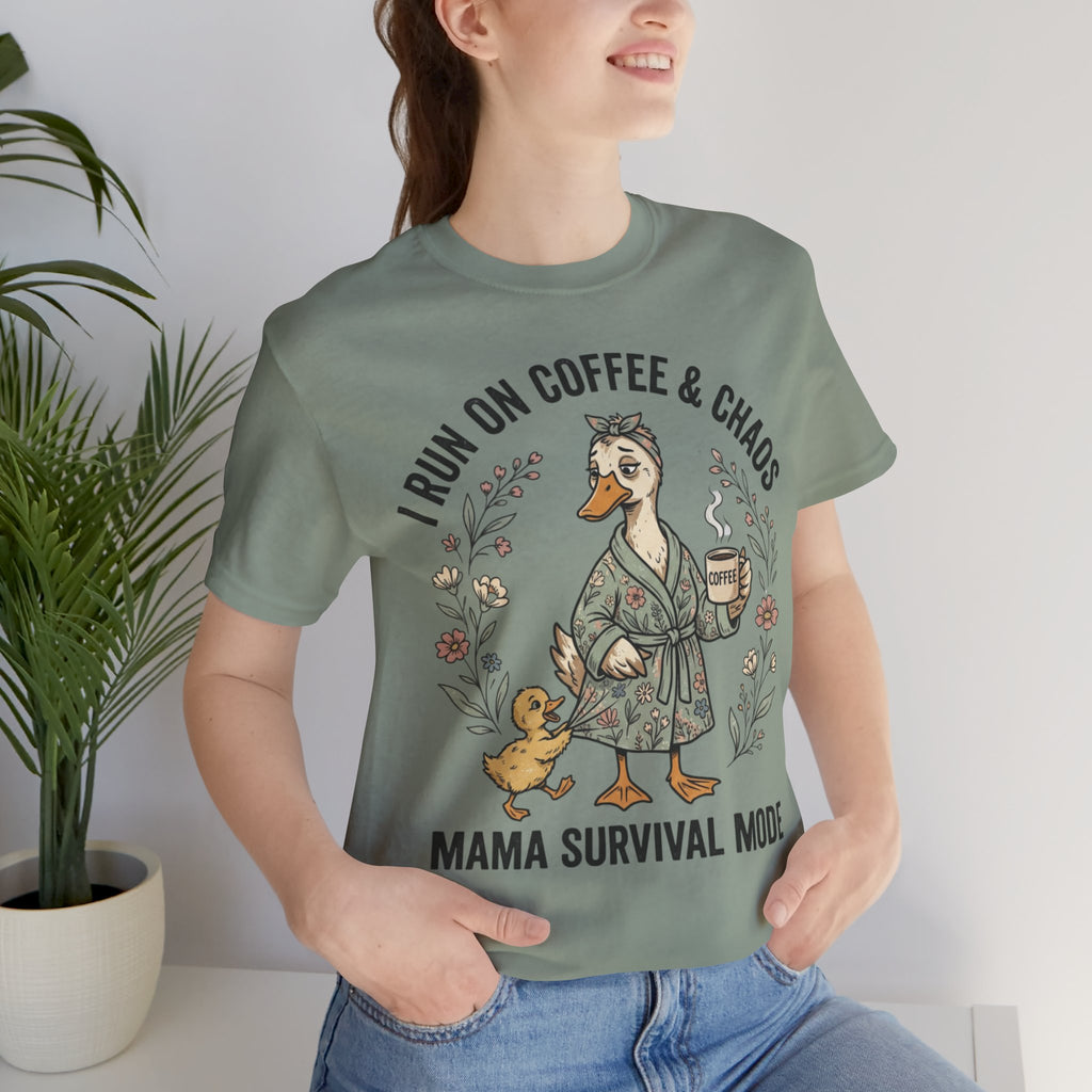 Coffee And Chaos Shirt, Funny Mom Shirt, Motherhood Tee, Gift For Mom, Tired Mama Shirt, Duck Mom Graphic Tee