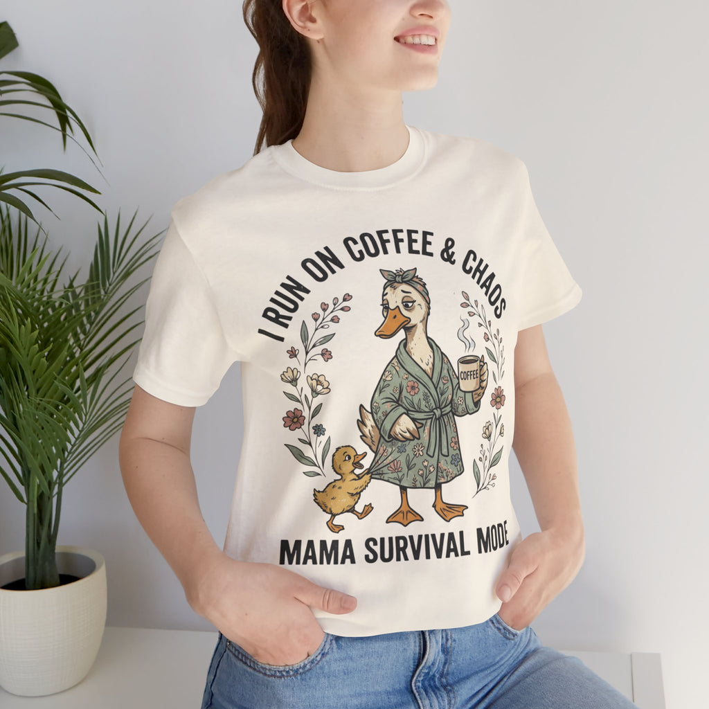 Coffee And Chaos Shirt, Funny Mom Shirt, Motherhood Tee, Gift For Mom, Tired Mama Shirt, Duck Mom Graphic Tee