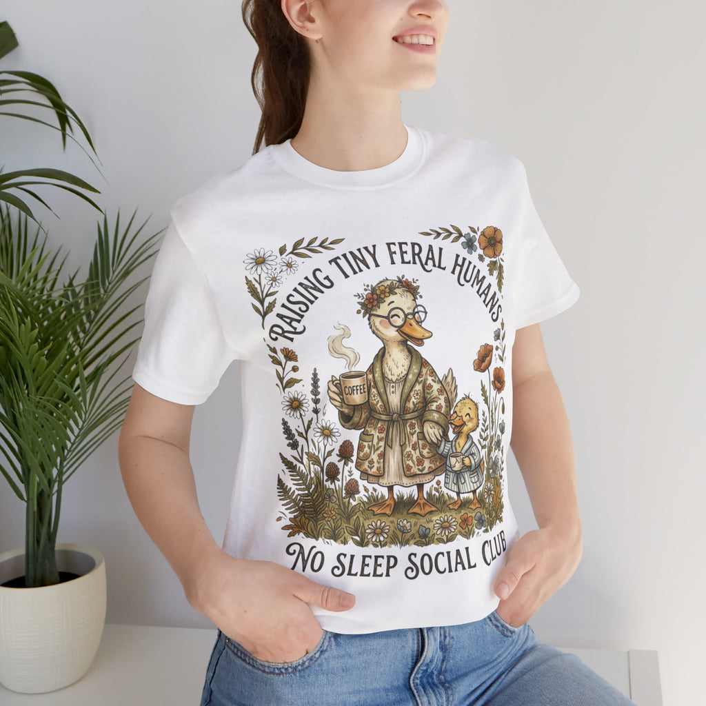 Funny Mom Shirt, Raising Tiny Feral Humans, Motherhood Tee, Gift for Mom, Duck Graphic Shirt, Coffee Mama Tee, Mothers Day Gift
