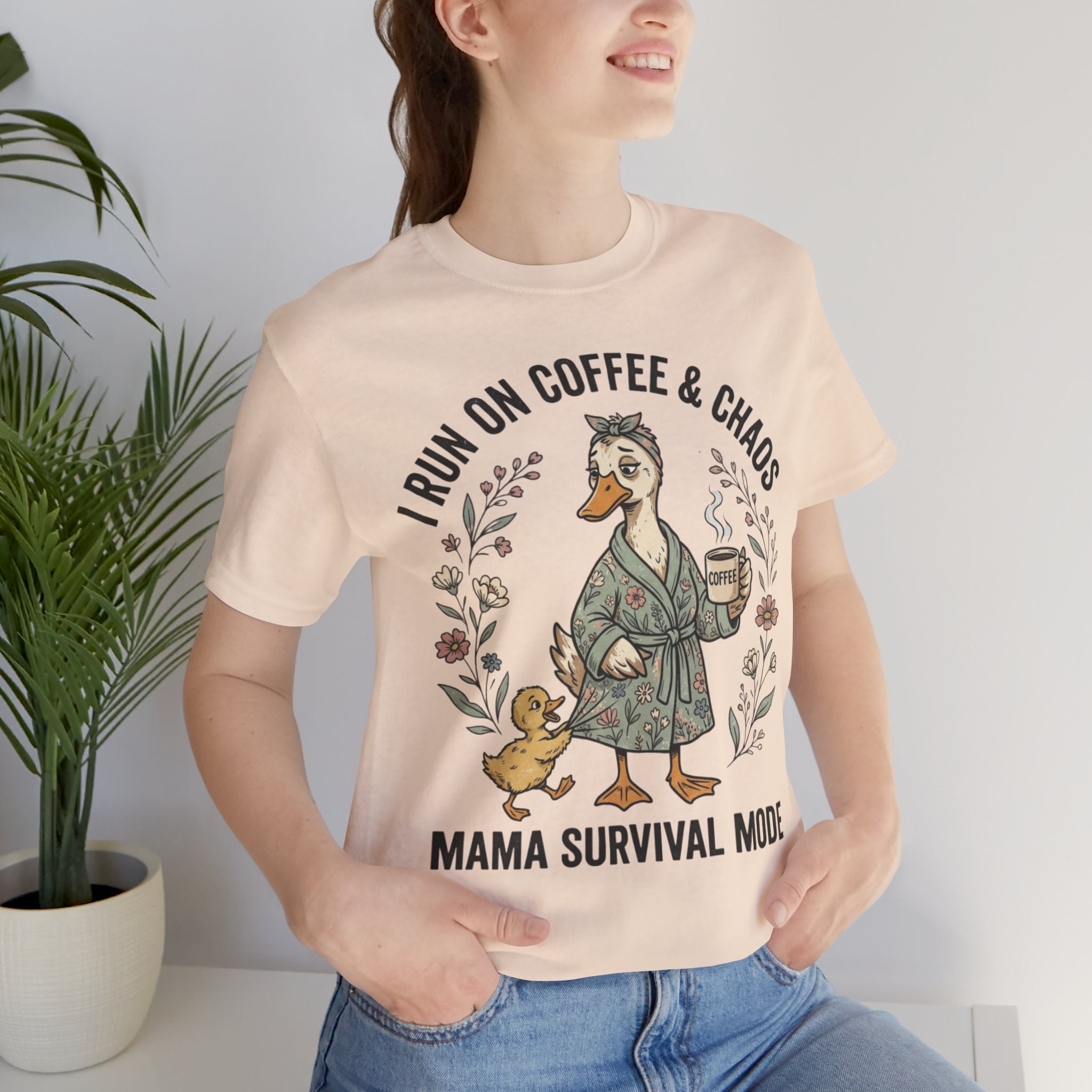 Coffee And Chaos Shirt, Funny Mom Shirt, Motherhood Tee, Gift For Mom, Tired Mama Shirt, Duck Mom Graphic Tee
