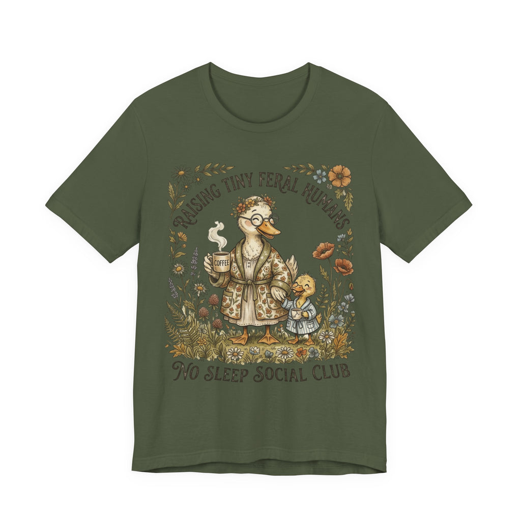 Funny Mom Shirt, Raising Tiny Feral Humans, Motherhood Tee, Gift for Mom, Duck Graphic Shirt, Coffee Mama Tee, Mothers Day Gift