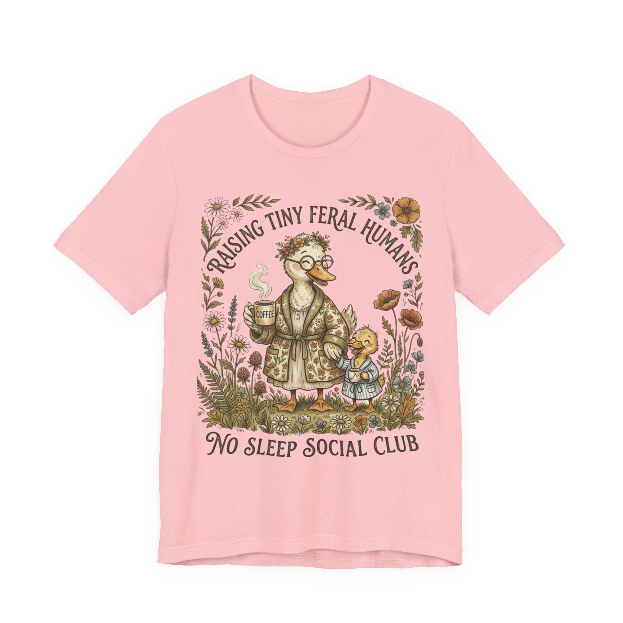 Funny Mom Shirt, Raising Tiny Feral Humans, Motherhood Tee, Gift for Mom, Duck Graphic Shirt, Coffee Mama Tee, Mothers Day Gift